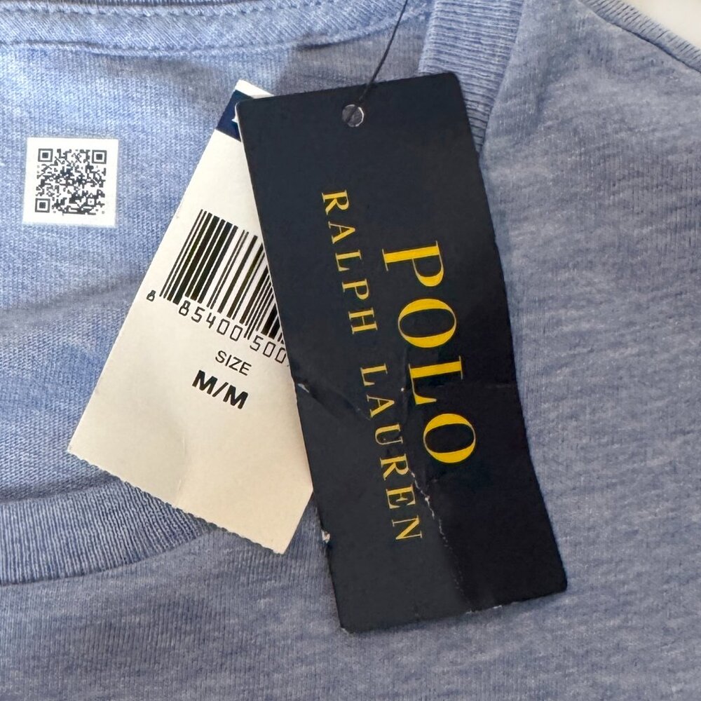 NWT POLO RALPH LAUREN LONG SLEEVE BLUE PREMIUM 100% COTTON CLASSIC SPORTY MEDIUM - Picture 4 of 7